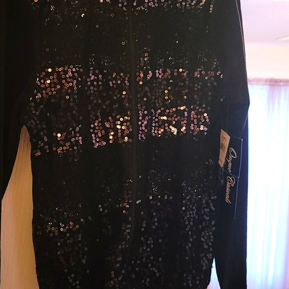 zip up velour and sequin top